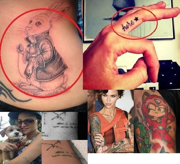 A picture of Four tattoos of Ruby Rose.